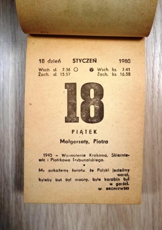 Kartka z kalendarza 1980